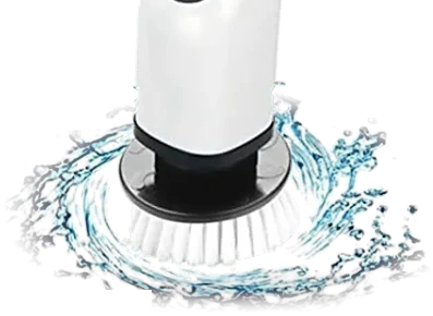 Close-up of the CLEVO bristle head spinning on a wet surface