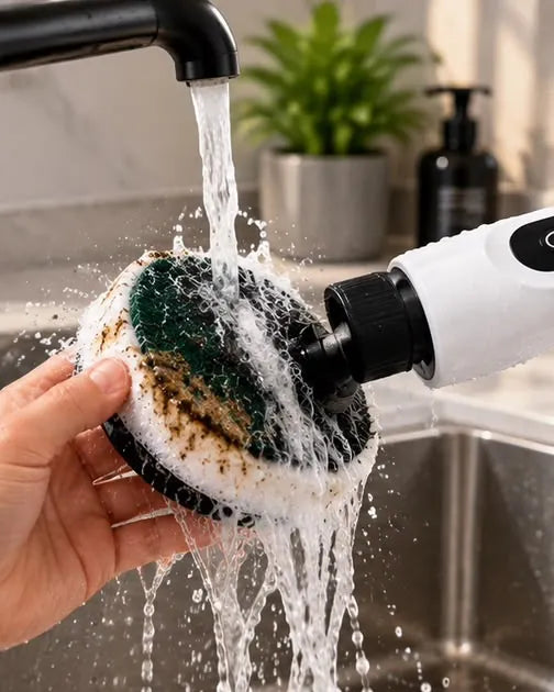 Rinsing the CLEVO pad under the kitchen tap